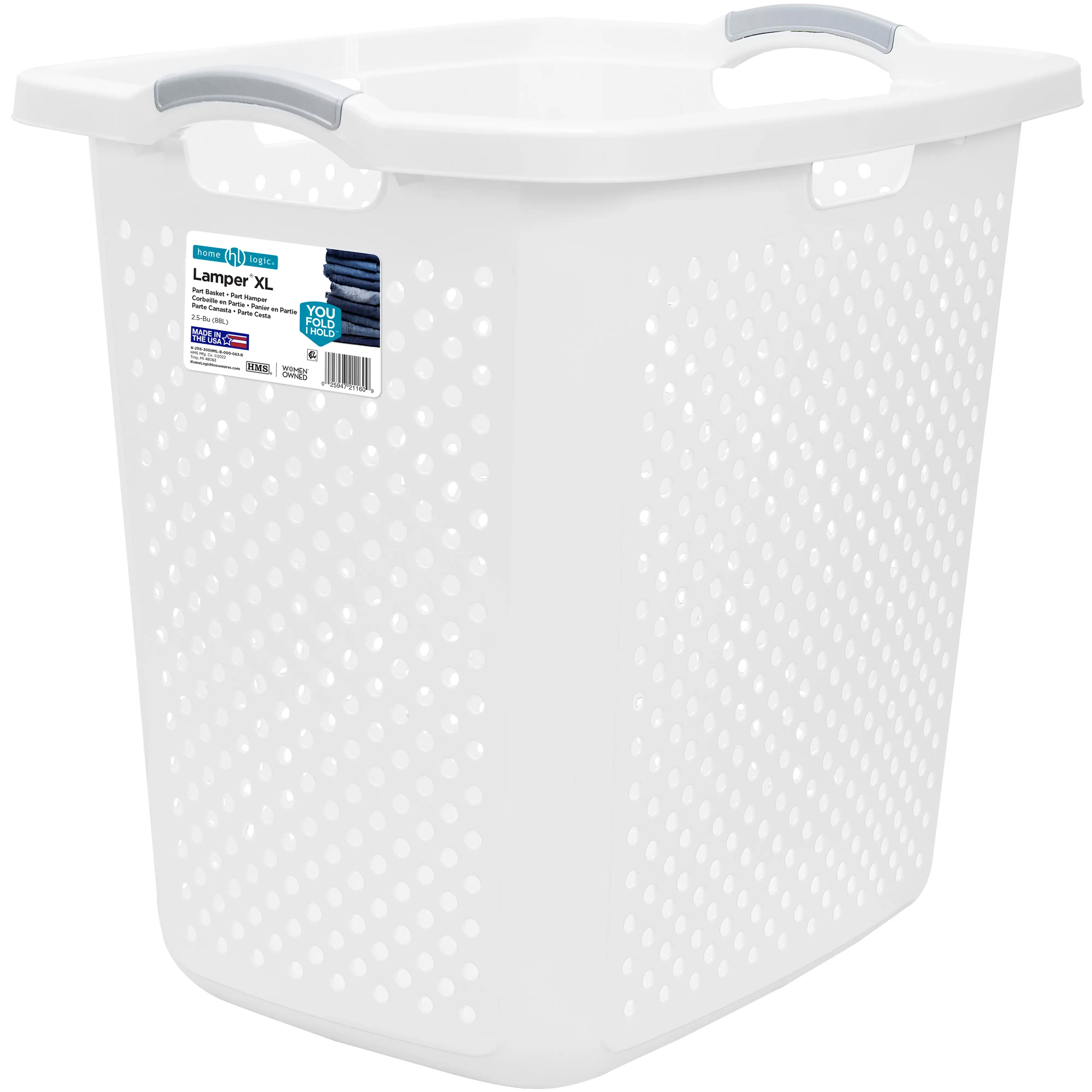 

2.5 XL Plastic Laundry Basket Durable and Comfortable To Carry Extra Large Capacity Holds Up To 2.5 Bushels of Laundry