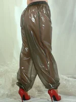 Women Faux Leather Elastic Waistband Plus Size Lantern Pants Lady Casual Loose Shiny PU Trousers TPU PVC 4XL 5XL 6XL - Image 3