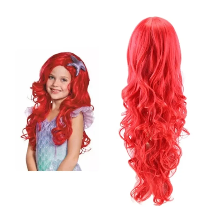 Findpitaya Children Girls Wig Kids Cosplay Party Supply Elsa Anna Braid Mermaid Jasmine Aladdin Moana Hair