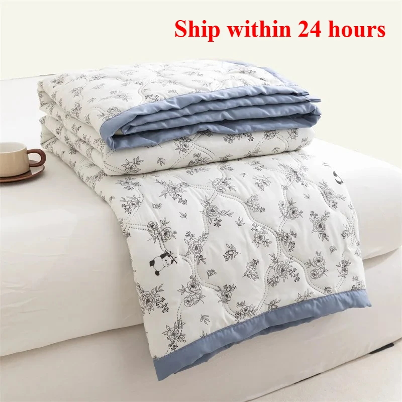 2025 washed cotton summer quilt skin-friendly grinding summer cool quilt printing dormitory air conditioner quilt