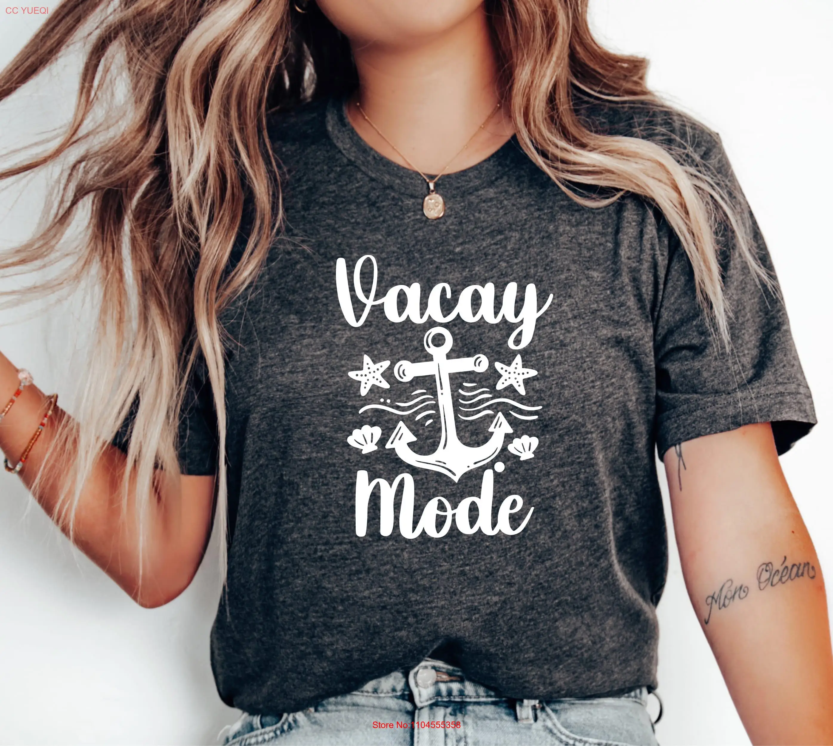 Maglietta Vacay Mode perfetta per l'abbigliamento natalizio nautico in famiglia con boa di ancoraggio, divertenti viaggiatori e amanti dell'oceano