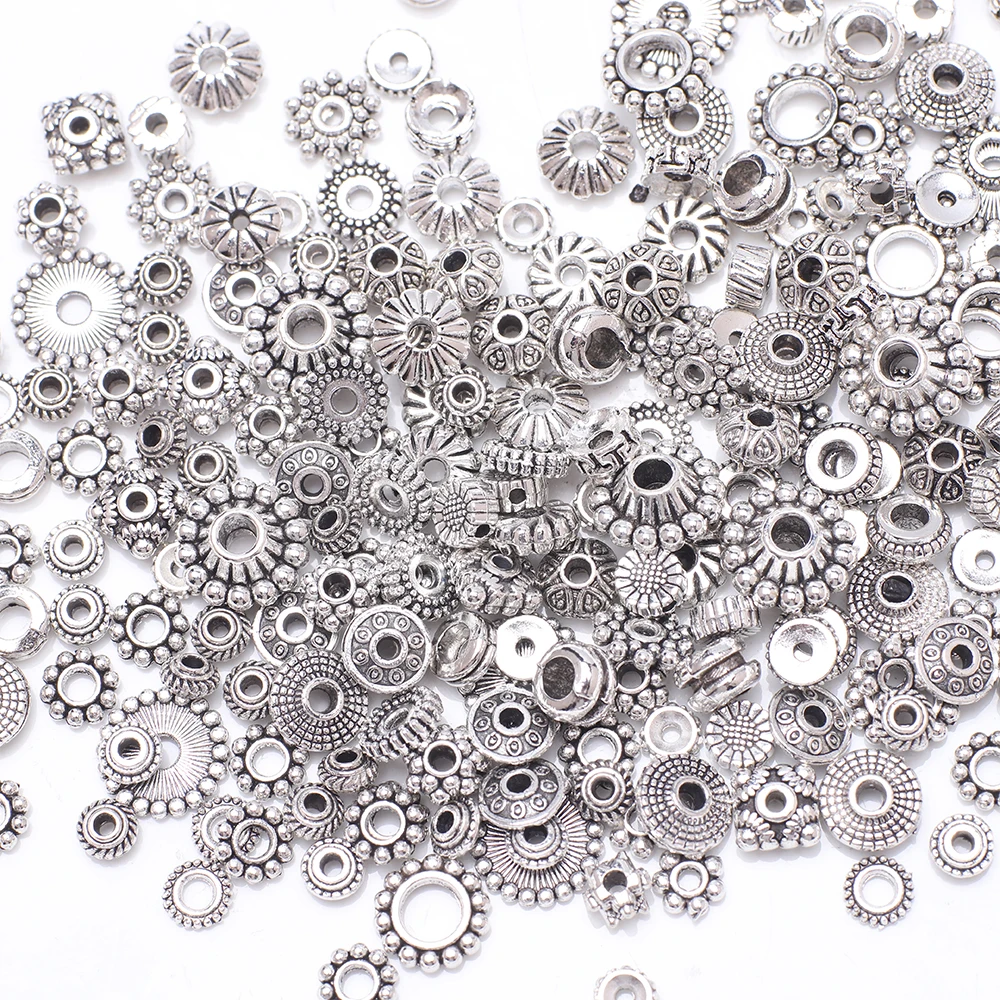50 Stück Metall Runde lose Distanzperlen Basteln für DIY Schmuckherstellung Armband Halskette Ohrring Zubehör Großhandel in großen Mengen – Detail 3