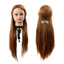 Real Hair Doll Head For Hairstyle Professional Training Head Kit Mannequin Head Styling To Practice Hot Curl Iron Straighten