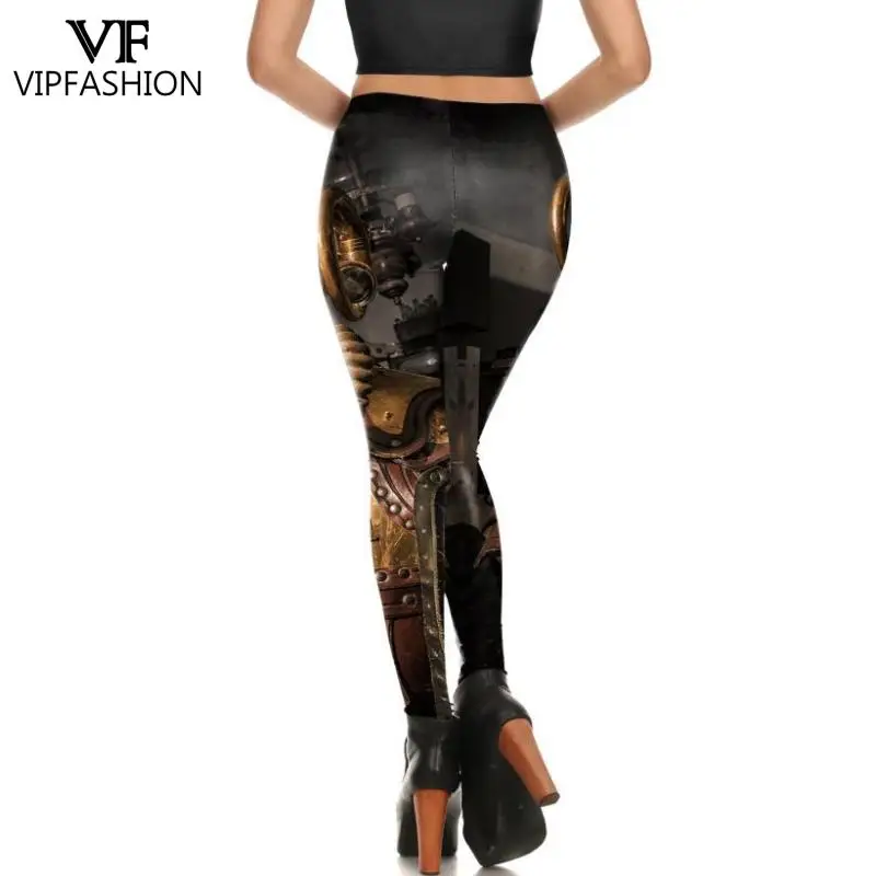 VIP FASHION Punk Style Leggings for Women Sexy Tights Mid Waist Ladies Trousers Seam Elastic Fitness Workout Pants Party Gifts