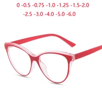 Gafas graduadas de ojo de gato bloqueador de luz azul para estudiantes miopes gafas de visión corta dioptrías 0-0,5-0,75 a-6,0