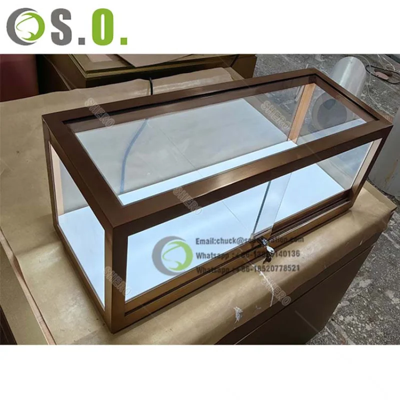 custom.Trendy Custom Jewellery Display Cabinet Stainless Steel Led Lighting Lockable Glass Jewelry Showcase Display Cabinet