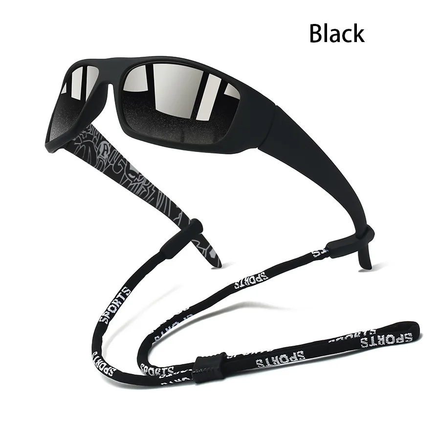 Modische Vintage-Sonnenbrille mit Kette für Männer und Frauen, zum Fahren, Angeln, Sport, Laufen, Bergsteigen, Schutzbrille – Detail 2