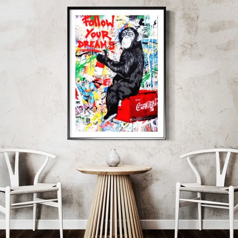 Banksy Follow your Dreams Street Art Printed Box Framed Canvas or Poster print