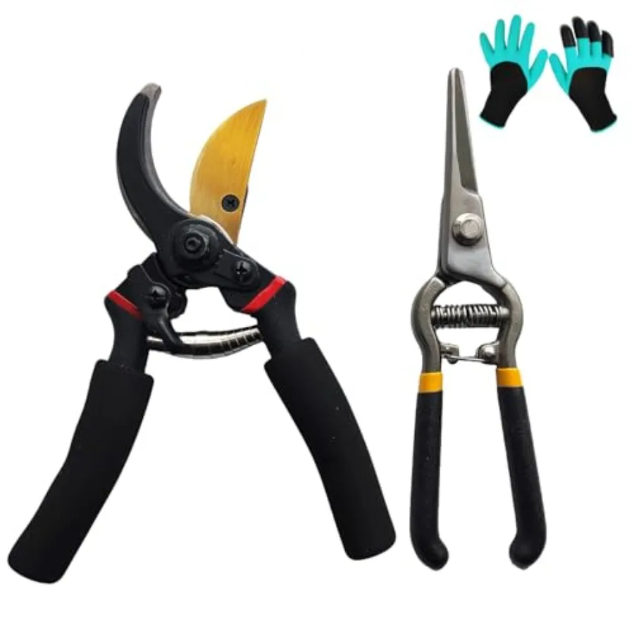 2パック剪定ばさみ 庭用剪定ばさみ 屋内および屋外の園芸用 バイパスハンドプルーナー ソフトグリップハンドル付き 庭用剪定ばさみ S
