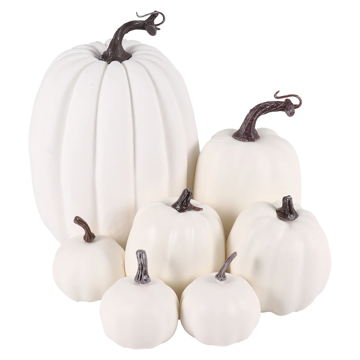 Halloween White Artificial Pumpkin Decoration Foam Pumpkin Desktop Core Thanksgiving Halloween Decoration 7 Pieces