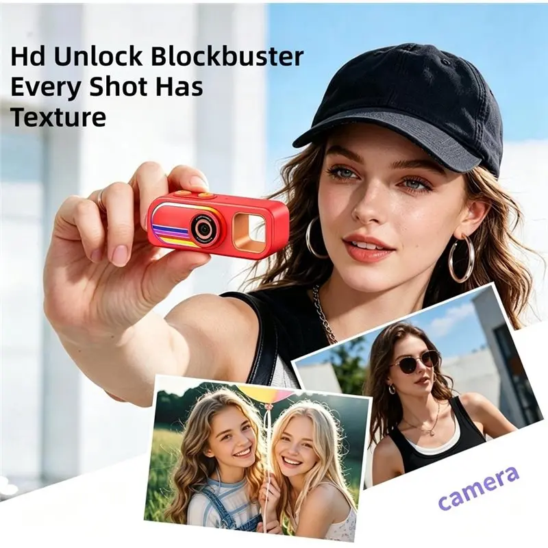 ABZW High-Definition 1080P Pocket Thumb Camera Flowing Light Photo And Video Recording Function For Students Travel Keychain