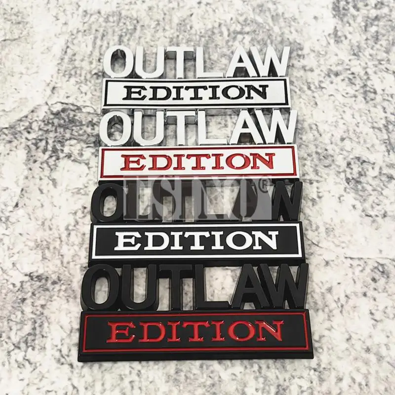 Car Styling 3D Outlaw Edition Metal Chrome Zinc Alloy Adhesive Emblem Decorative Badge Decal Auto Accessory