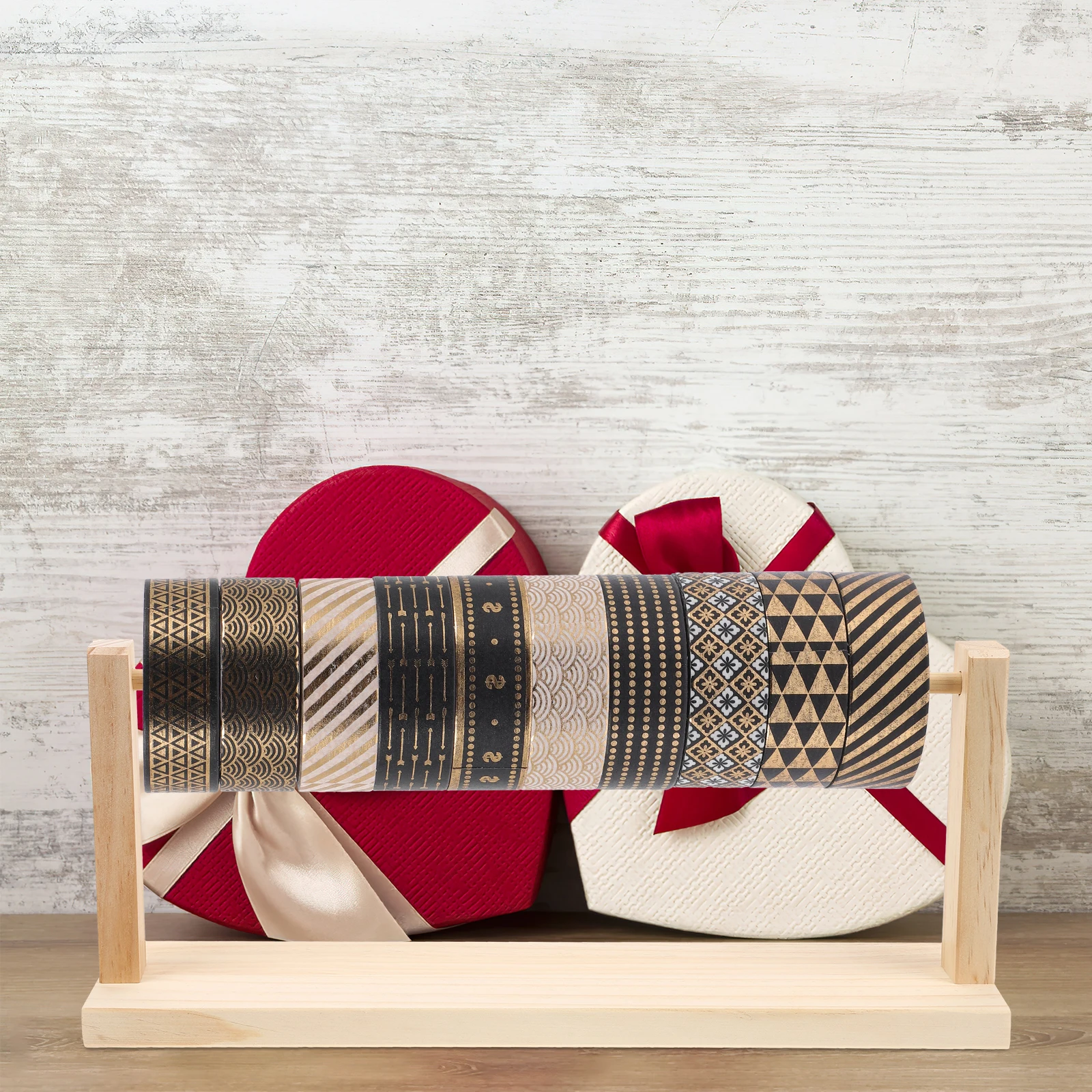 

Ribbon Organizer Storage Rack Wooden Counter Holder Spool Wall Craft Ribbon Holder Packaging Display Shelf Gift Box