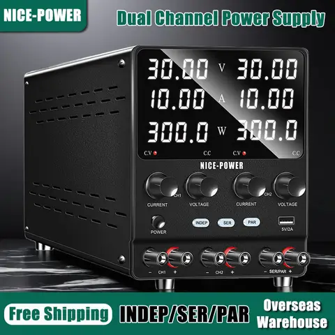 4 in 1 Lab Dual Power Supply 3 Model PAR/SER/INDEP Adjustable Power Source 30V 10A 60V 5A Voltage Stabilizer Switching USB 5V 2A