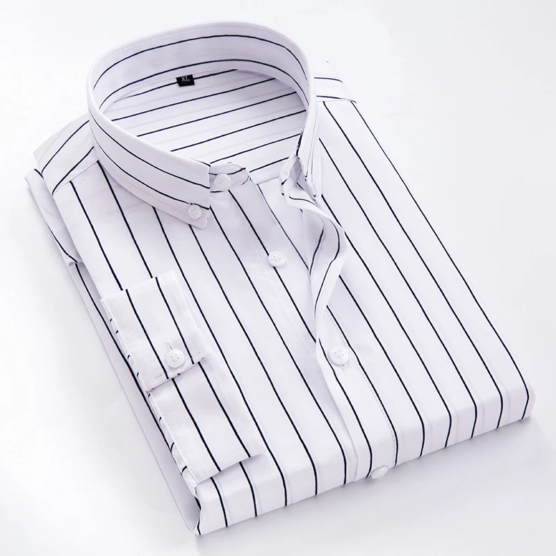 Men\'s Striped Long Sleeved Shirt 2023 Autumn High-quality Fashionable Business Slim Fitting Formal Shirt Winter Thickened Shirt