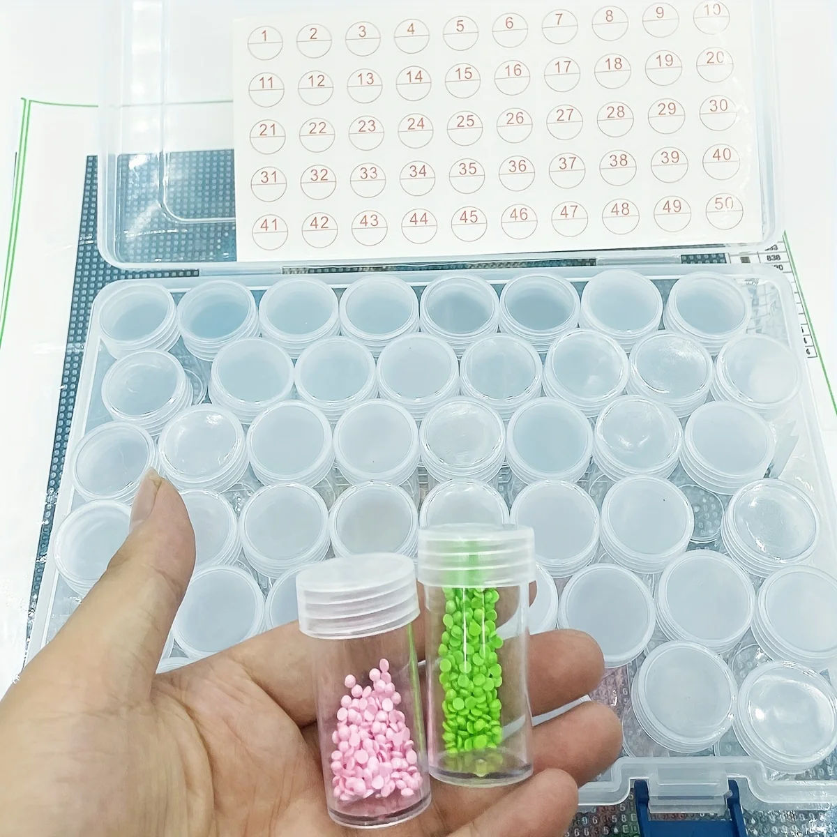 

48 Bottles Diamond Painting Box Diamond Embroidery Accessories Diamond Mosaic Carry Case Container Storage Box Hand Bag Tools