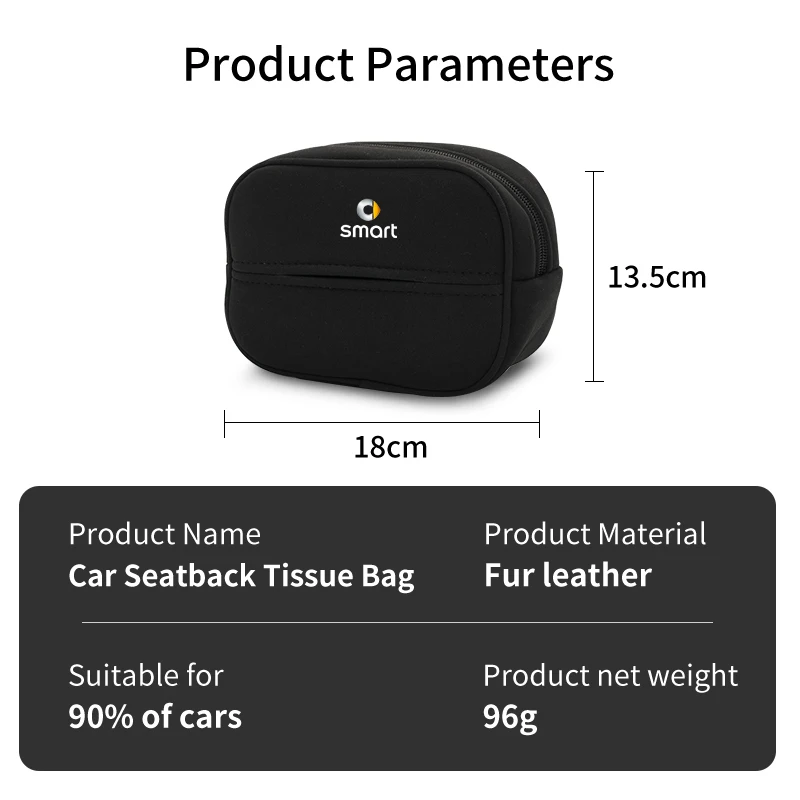 Car Seatback Tissue Box Paper Storage Bag Napkin Holder Accessories For Smart Fortwo Forfour 453 451 450 Crossblade City