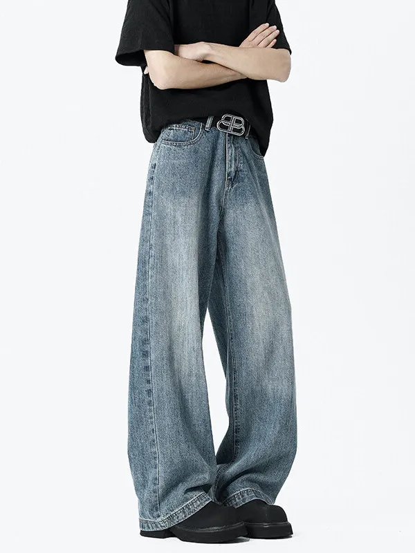 

Cleanfit American Sle mid Waist Wide Leg Jeans Men's Lift Straight Tube Knife Slimming Pants Spring Cotton Polyester Blend