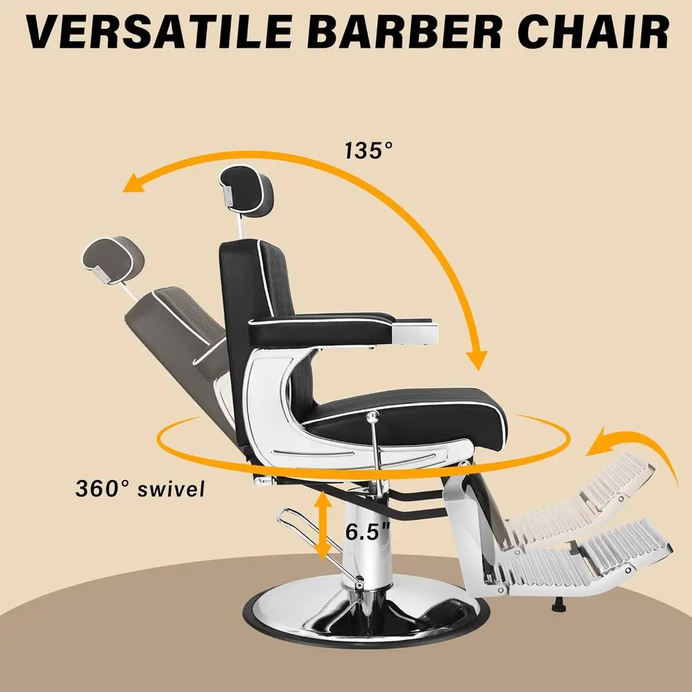 Poltrona da barbiere idraulica reclinabile per saloni - Sedile per stilista ergonomico per parrucchieri e trattamenti di bellezza