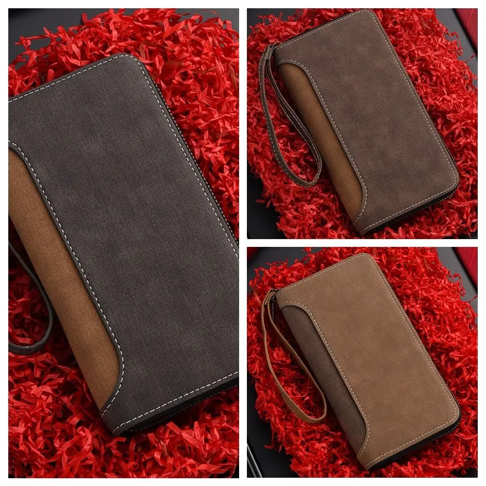 موضة جلدية طويلة محفظة من البولي يوريثان سستة الهاتف الحقيبة الأعمال حقيبة صغيرة محفظة نسائية للعملات المعدنية سعة كبيرة حامل بطاقة الرجال #5