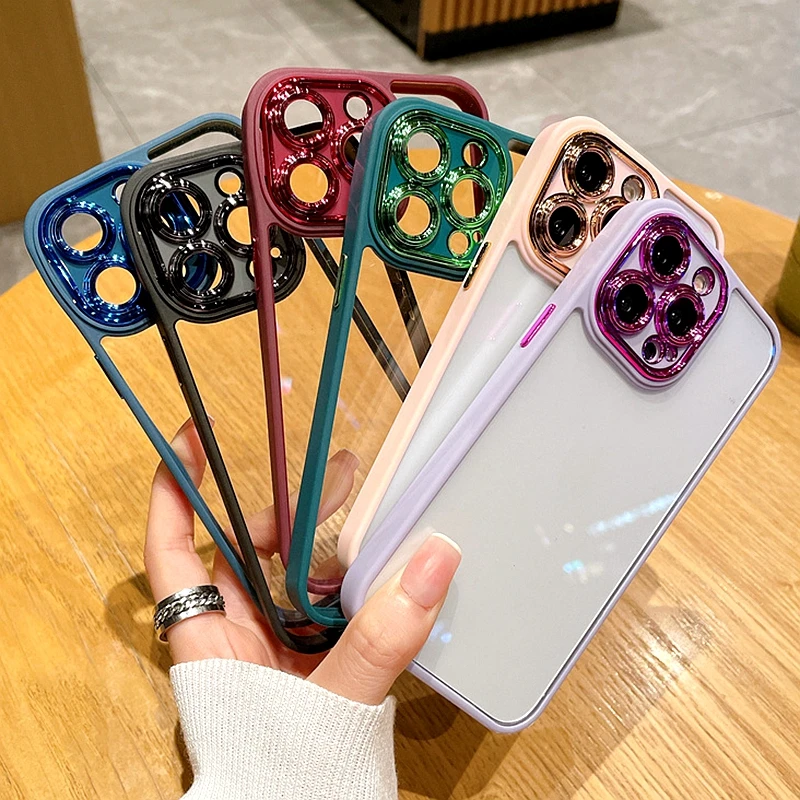 Luxury Camera lens Phone Case For iPhone 11 12 13 14 Pro Max X XS XR 7 8 Plus SE 2020 22 Transparent Shockproof Cases Cover