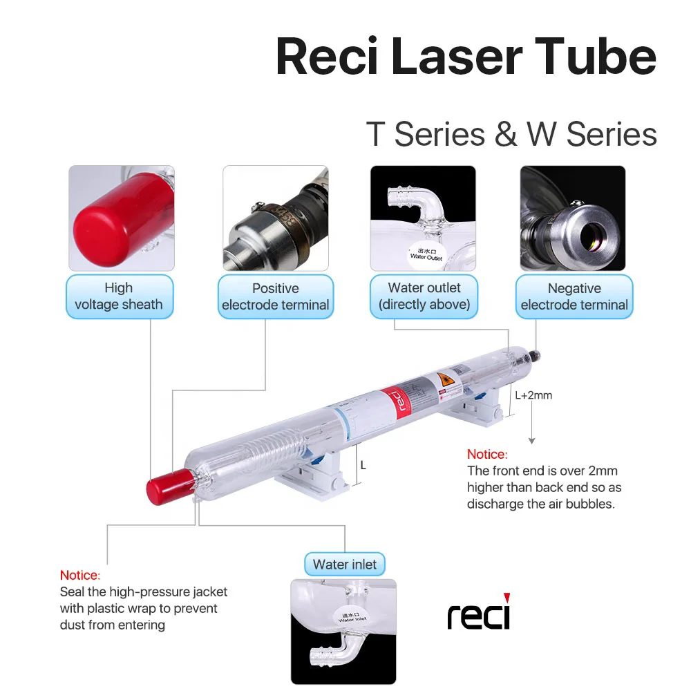 CL06 Reci 80W 100W 130W 150W 180W CO2 Laser Tube For Laser Cutting Machine