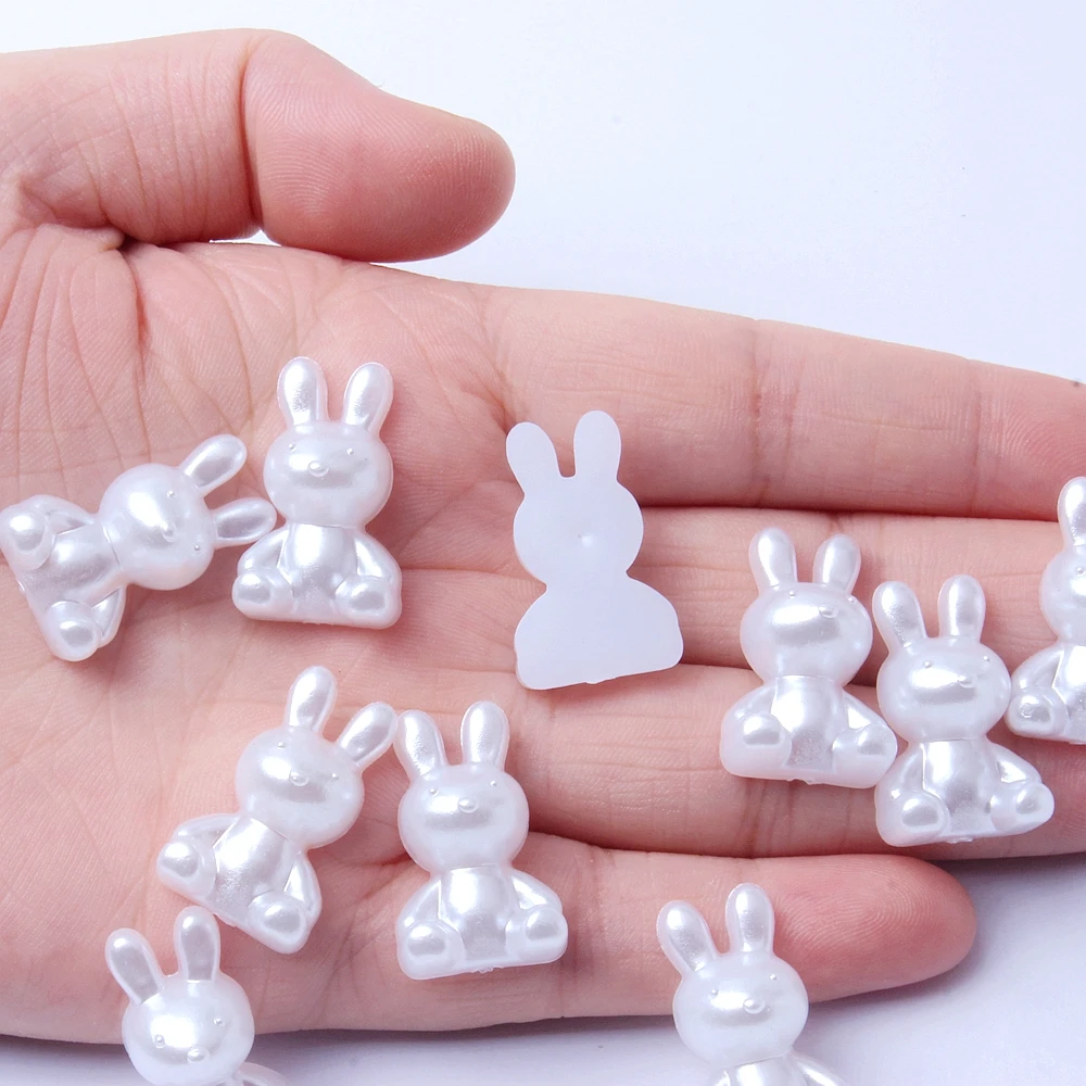 Hot Sale 16*26mm Rabbit Resin Accessories 10pcs White Ivory AB Great For Handbag Clothes And Hair Accessories DIY Art Decoration