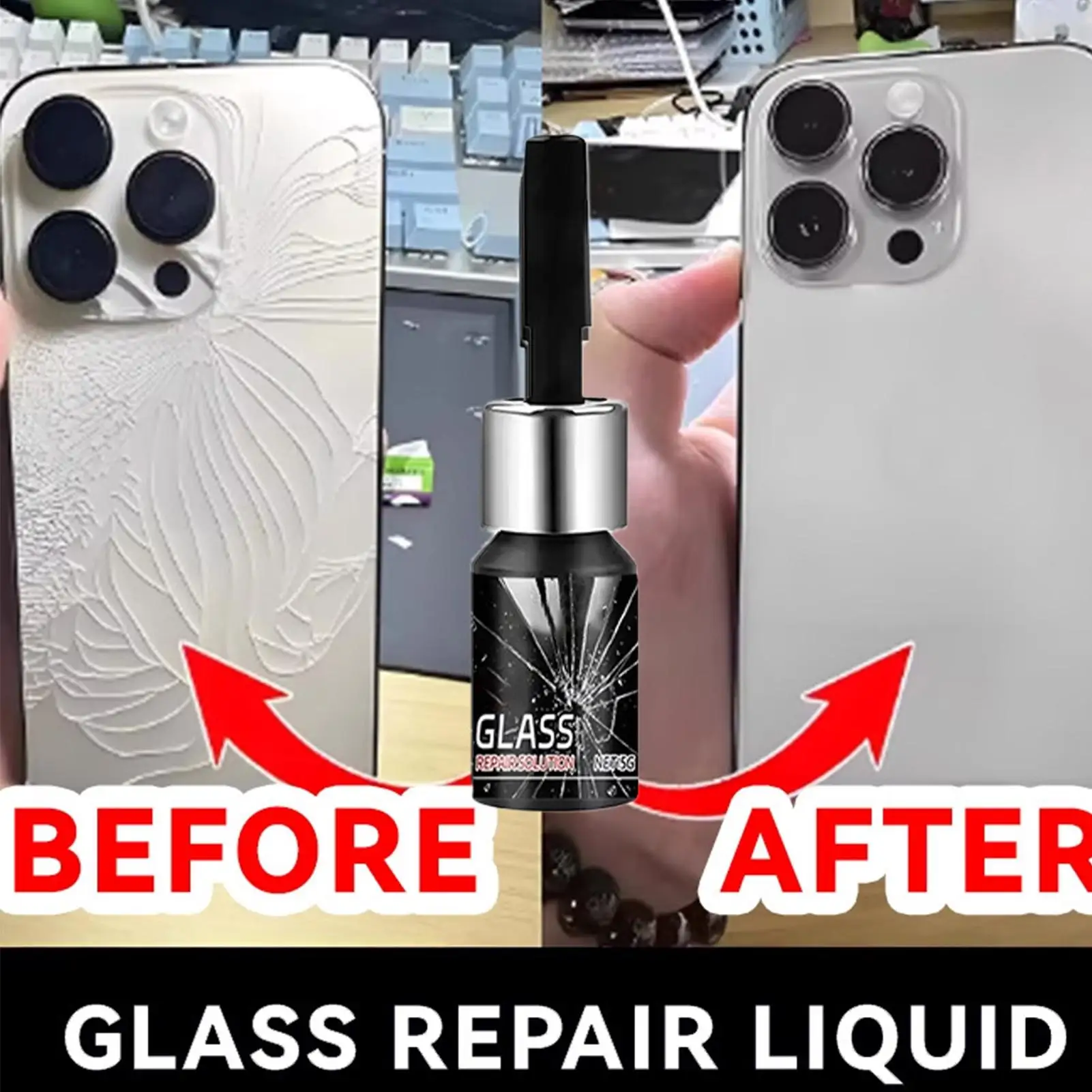 Glass Crack Repair Liquid Quick Fix Scratch Remover Portable Restoration Kit for Mobile Phone Screen Watch Laptop Windshield