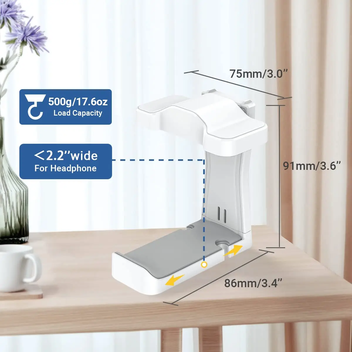 KIWIFOTOS 360° Rotating Headphone Stand Desktop Headset Holder PC Gaming Headset Desk Hanger Hook For Earphone Controller