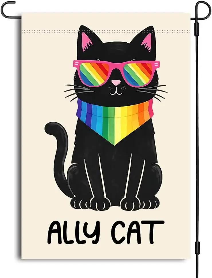 Ally Cat Garden Flag - Human Rights Pride Outdoor Decor - Progressive Flag - Lgbtq Banner - Liberal Yard - Pride Yard Sign - xxl
