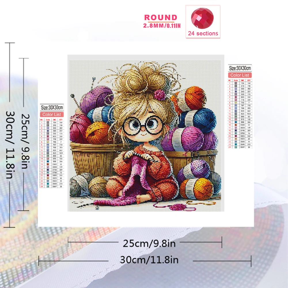 EverShine Diamond Mosaic Cartoon Art Full Square Drill Embroidery Portrait Girl 5D Rhinestones DIY Craft Kit Painting Child Gift