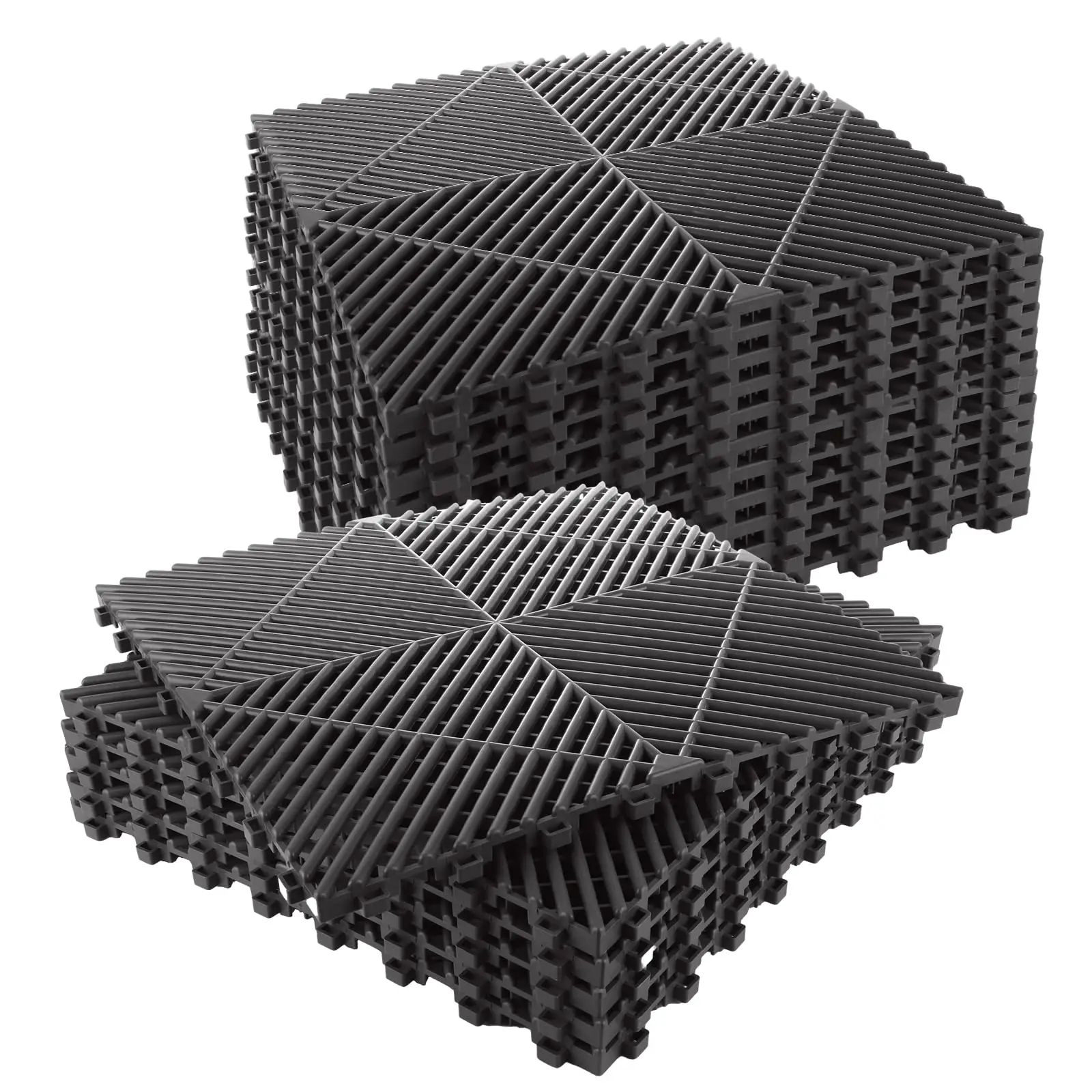 

20 Pack Interlocking Drainage Tiles, 15.7 * 15.7 inch Rubber Floor Tiles, Double Non-Slip Tiles Mat Garage Floor Mat with Drain