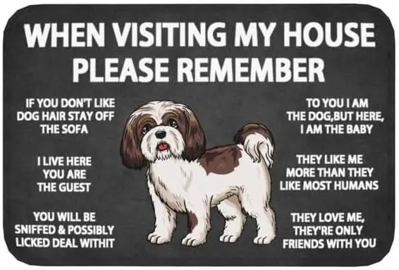 Indoor Doormat Please Remember Shih Tzu Dogs House Rules Retro Entryway Door Mats Indoor Non Slip Welcome Doormat,Washable