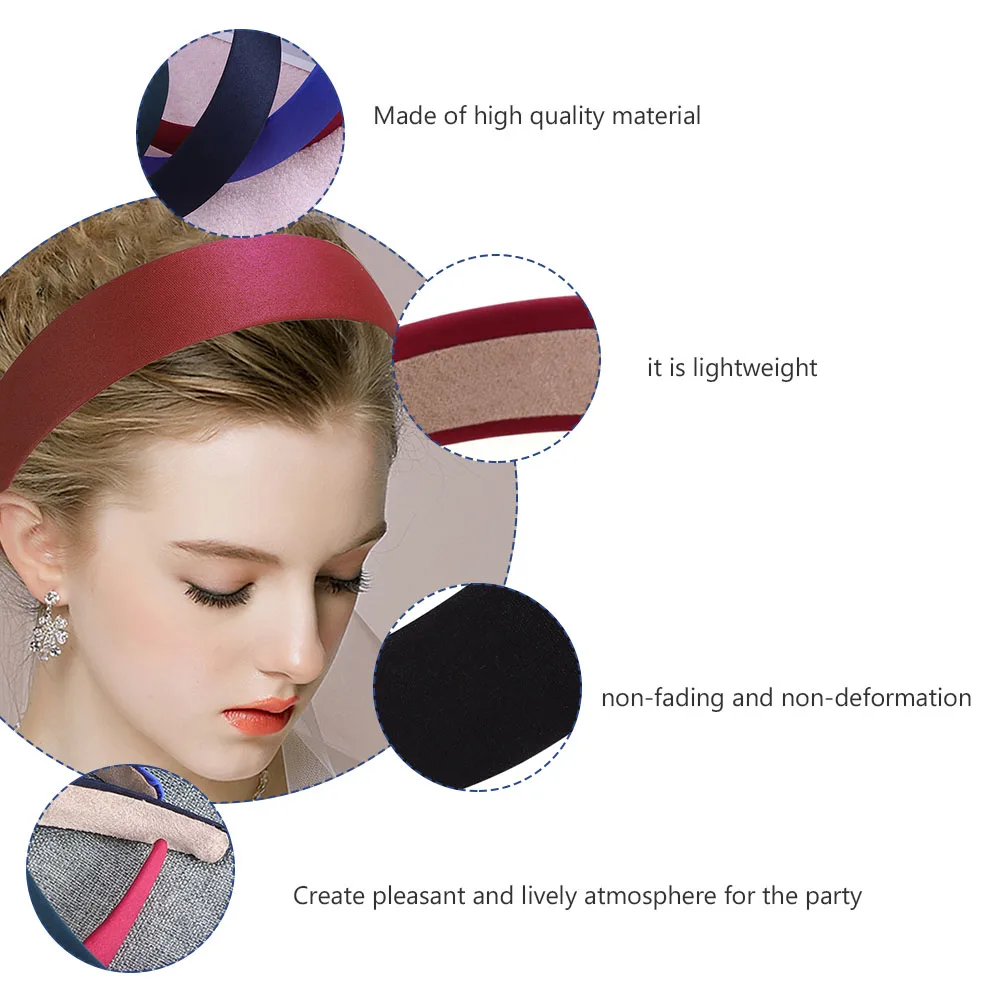 

5Pcs Solid Color Fabric Hair Card Wide-brimmed Headband Women Accessories Non-fading Lightweight Birthday Parties Christmas