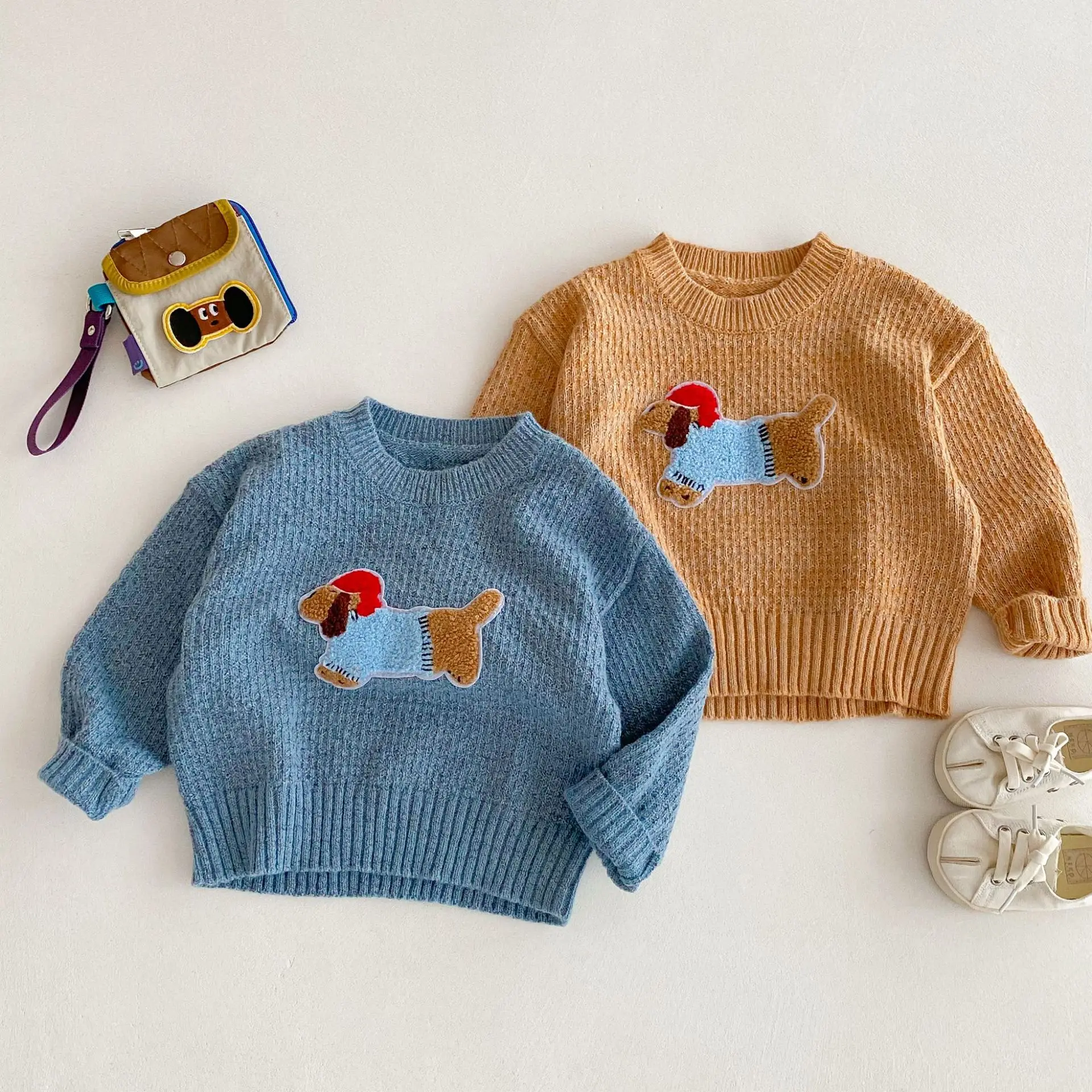 

2025 Fall Winter Korean Style Kids Cartoon 3D Knitted Sweater Unisex Baby Loose Pullover Top Animal Print Warm Boy Girl Clothes