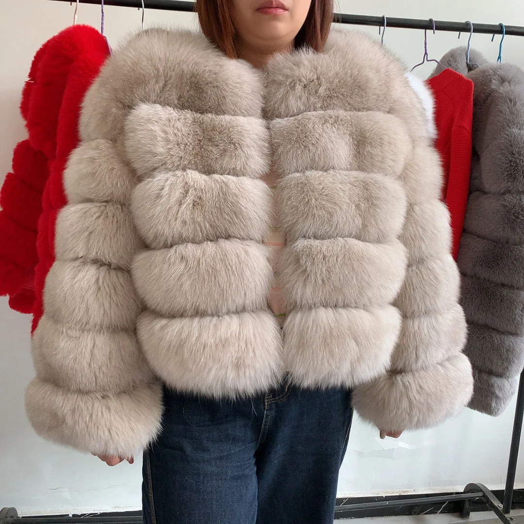 

Real fox fur coat with full sleeves fluffy fur jacket for women winter fur coat warm raccoon fur jacket