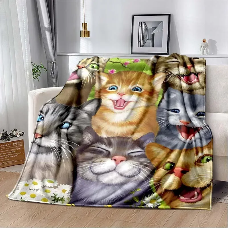 

Animal Cat Dog Selfie Super Soft Plush Flannel Throw Blanket Suitable for Living Room Bedroom sofa Warm Blanket