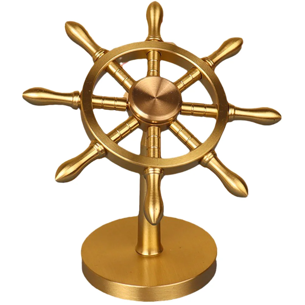 

Metal Marine Rudder Ornament Decorative Desktop Rudder Sculpture Mediterranean Home Office Table Decor Vintage Ship Wheel
