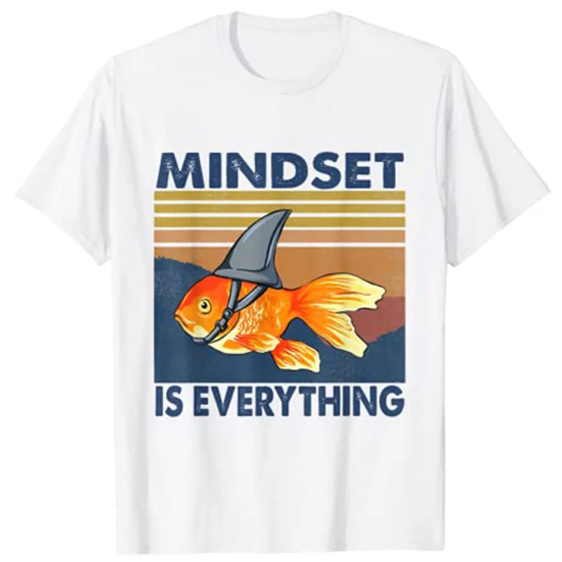 

Everything Is Mindset Shark Fin Goldfish Vintage T-Shirt Vintage Tee Tops Freshwater Fishes Goldfishs Keeper Apparel Gifts