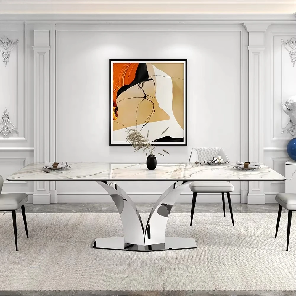 Ceramic marble roof modern extended dining room set