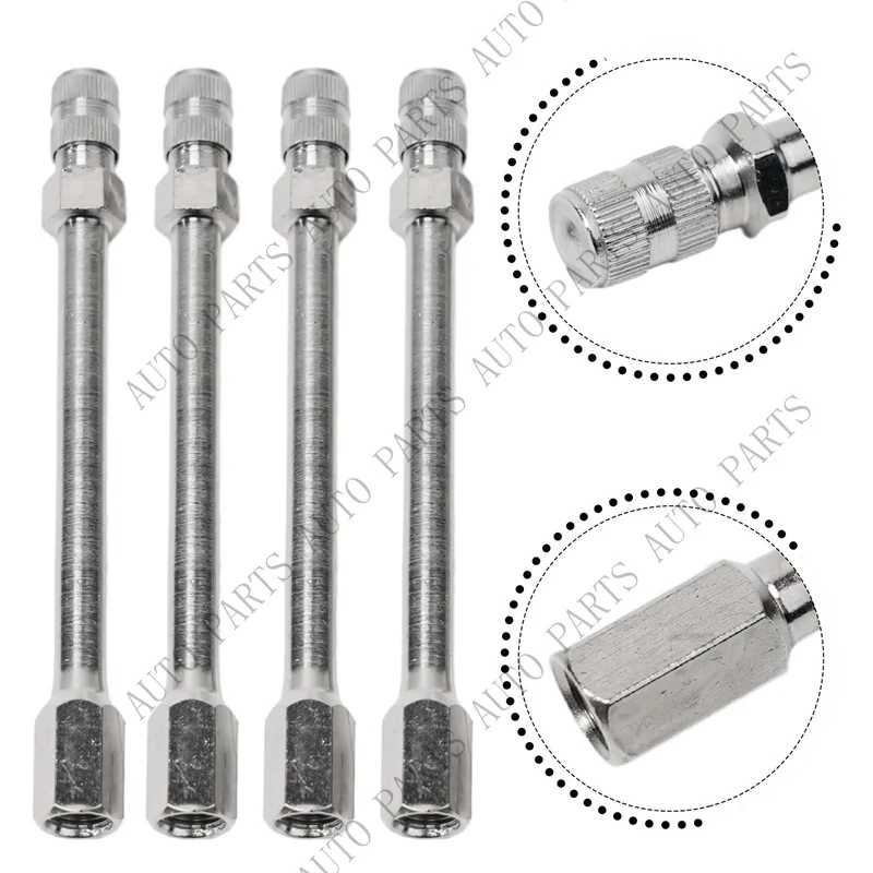 A+ for Tyre Valve Extension Rod Auto Car Extender Cap 4 In 4 Pcs Metal Portable