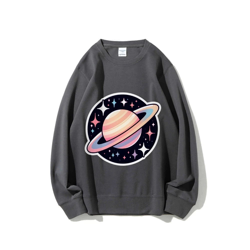 

Sweatshirt Planet Stars Cosmic Fantasy Graphic Oversize Soft Casual Wear Trendy Space Art Design Y2k Vibe Shiny Style Clothes