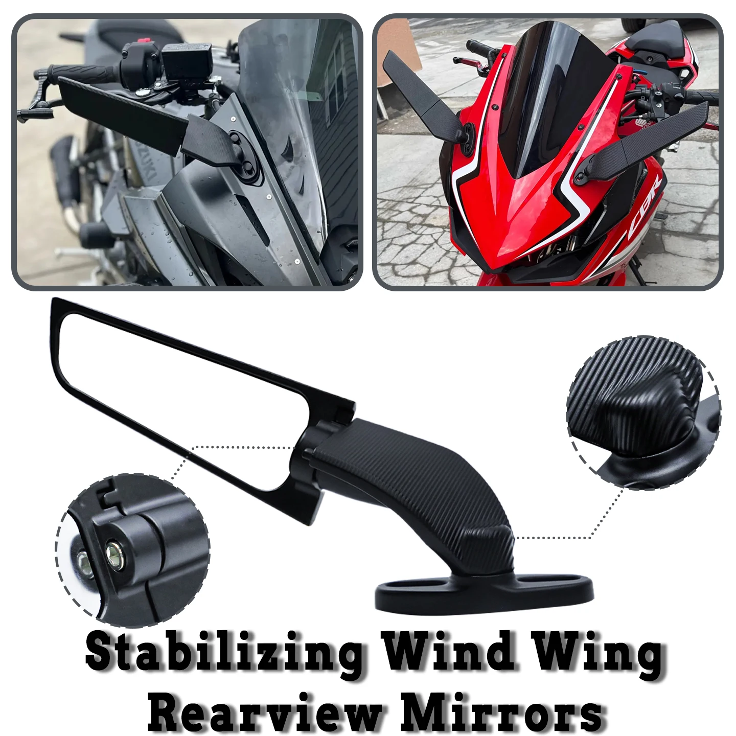 Für Honda CBR650R CBR500R CBR250RR Motorrad Rückspiegel Seite Flügel Spiegel Drehbare Einstellung Spiegel Für Kawasaki Yamaha