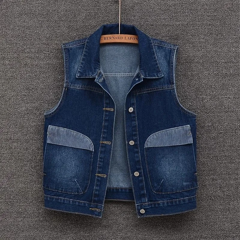 Denim Vest Womens Jacket Spring Autumn Jeans Jacket Womens Korean Vest Loose Casual Fashion All-match Style Female Clothing