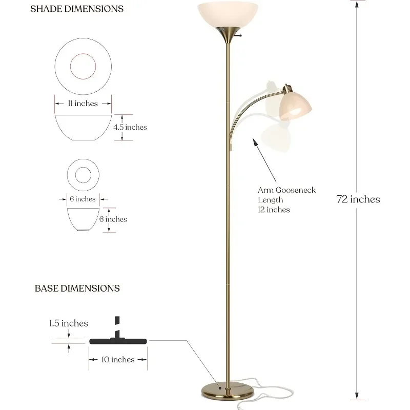 Dome Plus LED Floor lamp, Torchiere Super Bright Floor Lamp with Reading Lamp for Living Rooms & Offices image 2