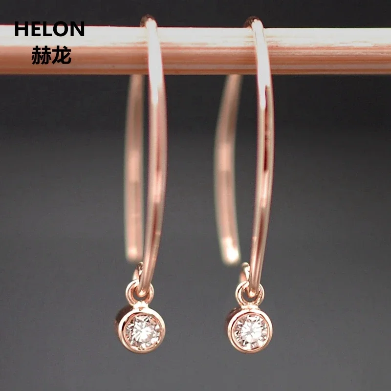 Solid 14k Yellow Gold 0.07CT SI2/H Full Cut Natural Diamonds Drop Earrings Engaegment Wedding Women Earrings White Rose Gold