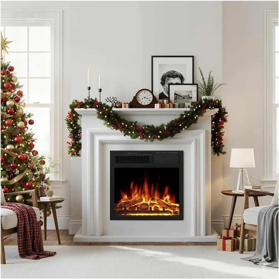 

36inch Electric Fireplace with Builtin Mantel for Living Room Freestanding Design with Remote Control 5Level Adjustable Flame B