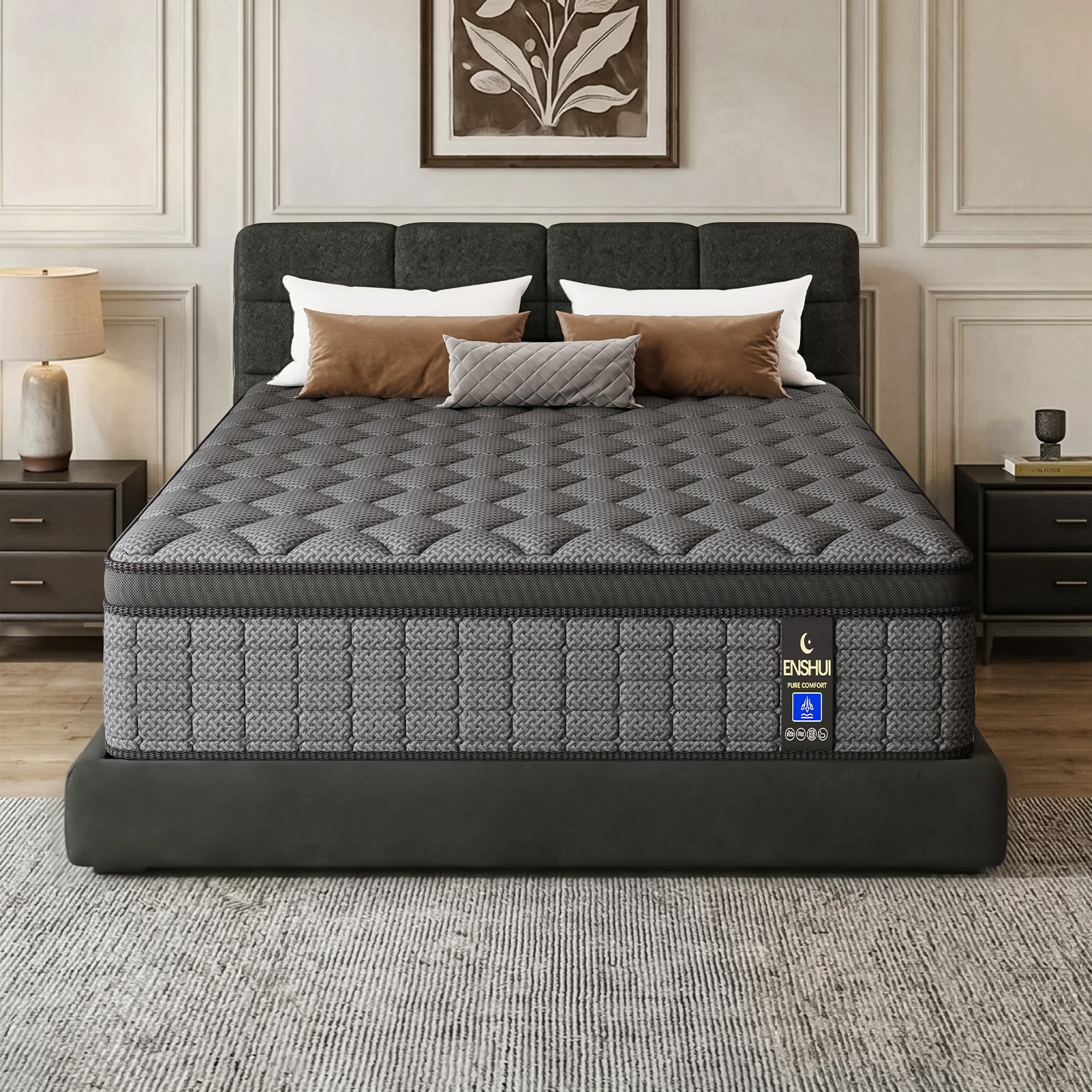 12/14inch Queen Size Hybrid Mattress Featuring Memory Foam And Individually Encased Provide Twin、Full、Queen、King Size Coils - Cooling, Motion Isolation, Certipur- - for Pressure Relief And Comfort