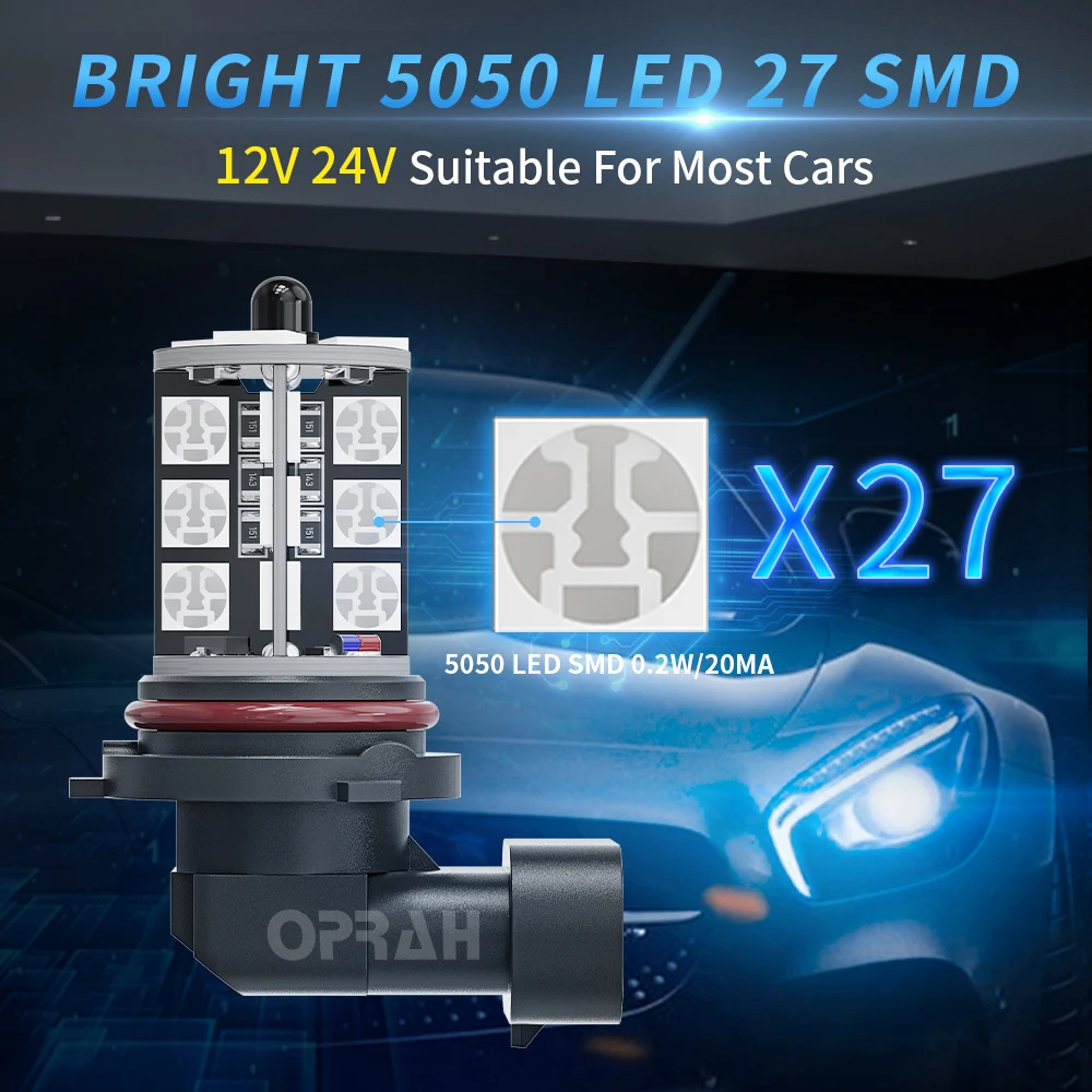 LED Fog Light H8 H11 H1 H3 H7 5050 27SMD Colorful RGB 9005 Hb3 H27 880 881 Car Front Fog Lights LED Lights with Remote 12V 24V