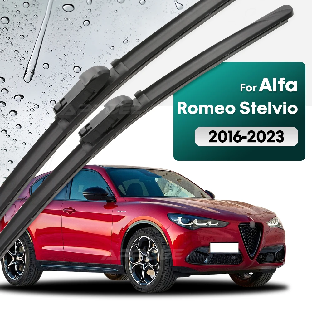 

Silicone & rubber Front Wiper Blades Set For Alfa Romeo Stelvio 2016 - 2023 Windshield Windscreen Window Brush 26"+18"